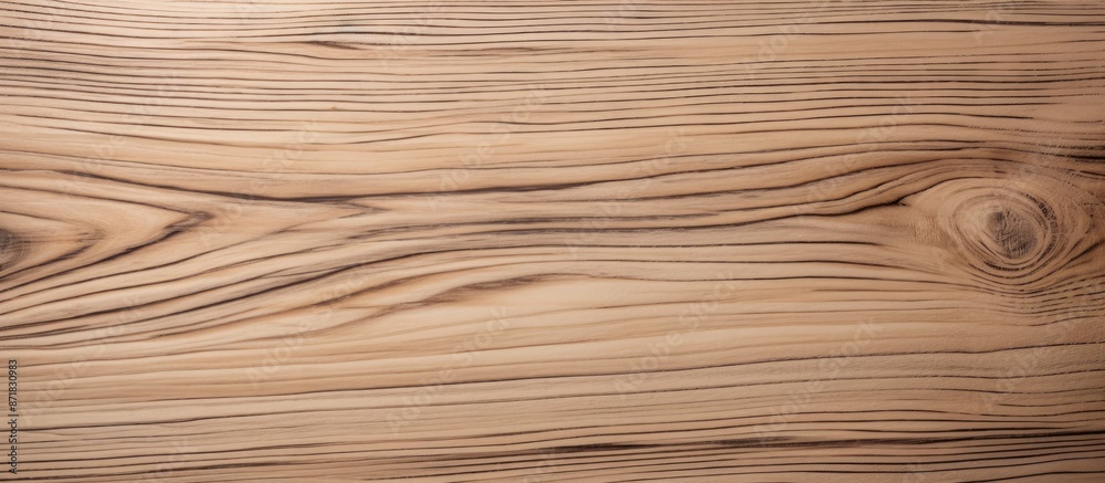 Aufkleber Beige colored wood with a dark brown lined pattern on a plain surface background, perfect for a copy space image.