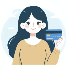 Vector image of woman holding credit card
