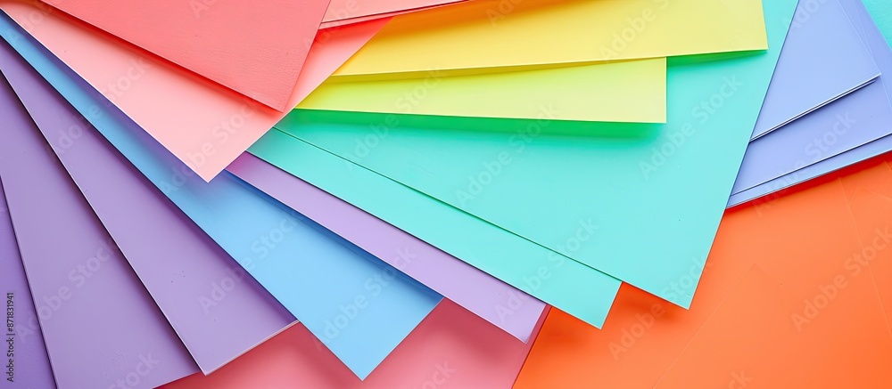 Poster Vibrantly colored sheets of paper with copy space image.