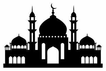 isolated black silhouette of a mosques collection, black silhouette mosque vector illustration