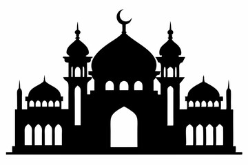 isolated black silhouette of a mosques collection, black silhouette mosque vector illustration