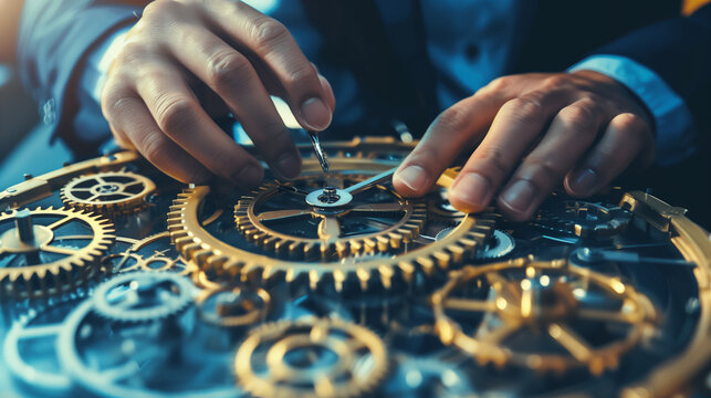 Project Management and Teamwork, Time Management Concept, Efficient Collaboration, Project Management and Time Coordination, Organized Workflow, Conceptual Image of Teamwork and Time Management