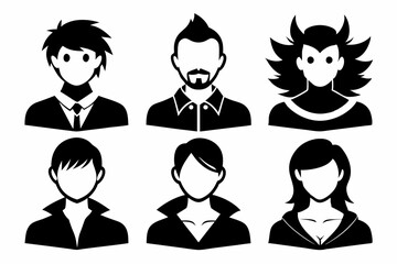 various types of avatar icon black silhouette