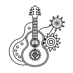 Guitar outline for coloring pages