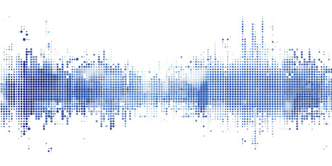 blue square pixel art, equalizer wave isolated on white or transparent png