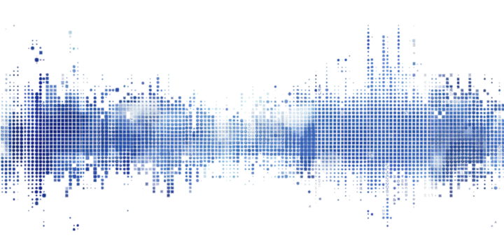 blue square pixel art, equalizer wave isolated on white or transparent png