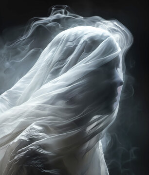 haunted death, lost soul, ghost or banshee silhouette in the dark, evil, haunt