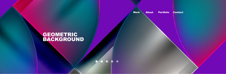 Round triangles and squares web site page template. Vector Illustration For Wallpaper, Banner, Background, Card, Book Illustration, landing page