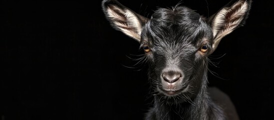 Naklejka premium An adorable African pygmy goat with copy space image for design projects.
