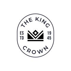 Vintage hipster crown logo design illustration