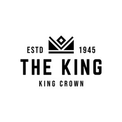 Vintage hipster crown logo design illustration