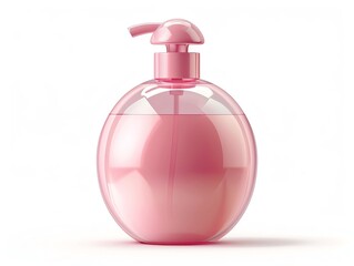 Pink plastic soap dispenser with a pump, ideal for bathroom use. Sleek and modern design suitable for liquid soap or lotion storage.
