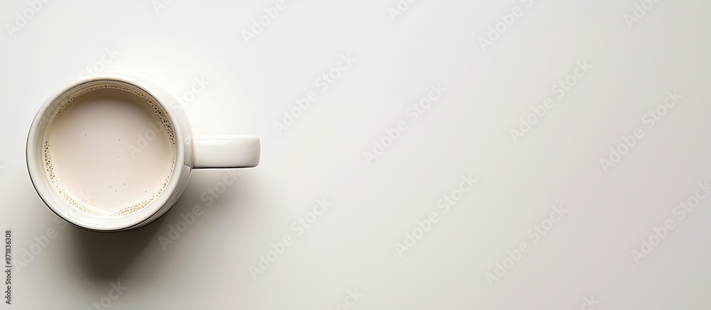 Poster top view of a white coffee mug with copy space image.