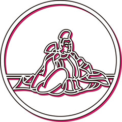 カラーシャドウ円形シンプル百人一首　藤原清輔朝臣