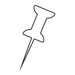 Push pin thin line icons. Thumbtack for note attach. Paperclip symbol outline collection, needle for fixing on a board or map stock vector for web or app, Collection of office stationery pin icon