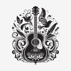 Guitar Silhouette Vector Illustration Art