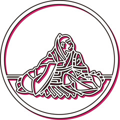 カラーシャドウ円形シンプル百人一首　寂蓮法師