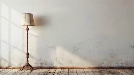 Antique lamp against white wall with empty space