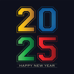 Happy new year 2025 banner black and golden vector luxury text 2025 happy new year.
