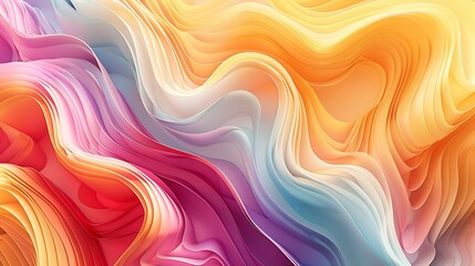 Abstract Colorful Wavy Lines, Vibrant Hues Blending