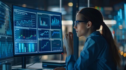 Analyst working on data analysis or dashboard on computer screen. Business team analyzing financial data by Fintech in corporate office.
