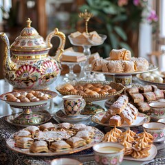 Naklejka premium A Table Set for a Traditional Afternoon Tea Party