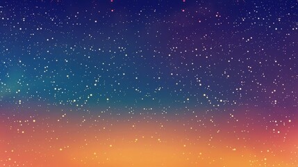 A cosmic background with a gradient from dark midnight blue to violet, speckled with stars, against a warm orange background. Evokes the beauty and mystery of the night sky.