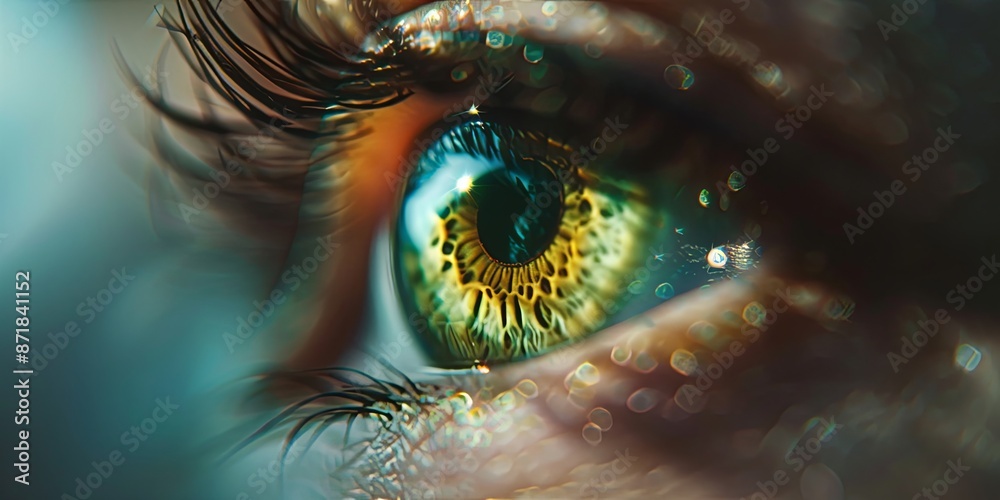 Canvas Prints A close up of a person's eye with a green iris