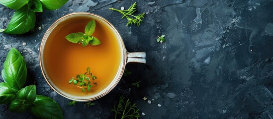 Delicious broth with space for text in the image. image with copy space