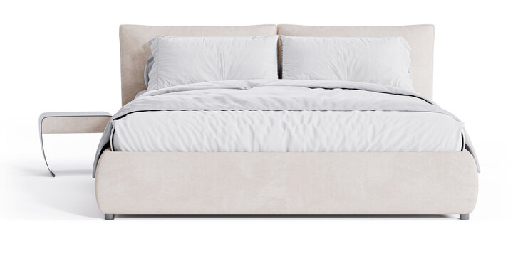 Modern Elegance: Bed for Stylish Living Spaces  white background bedroom furniture architectural visualization interior shadow baloo 3d render