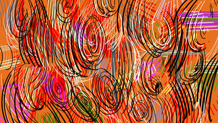 Vector abstraction with ovals. Abstract background with hatching