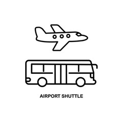 Airport shuttle outline vector icon. Thin line black airport shuttle icon, flat vector simple element illustration from editable transportation concept isolated on white background