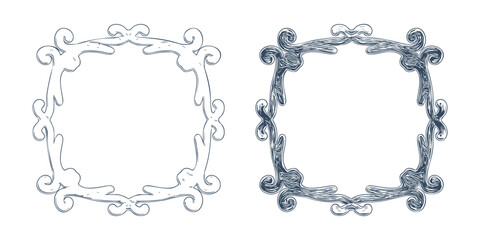 Frames in the old style.  Retro Hand-drawn illustration.