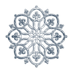 Monochrome mandala isolated on white background.  Hand-drawn illustration. Vector.