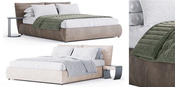 Modern Elegance: Bed for Stylish Living Spaces  white background bedroom furniture architectural visualization interior shadow baloo 3d render