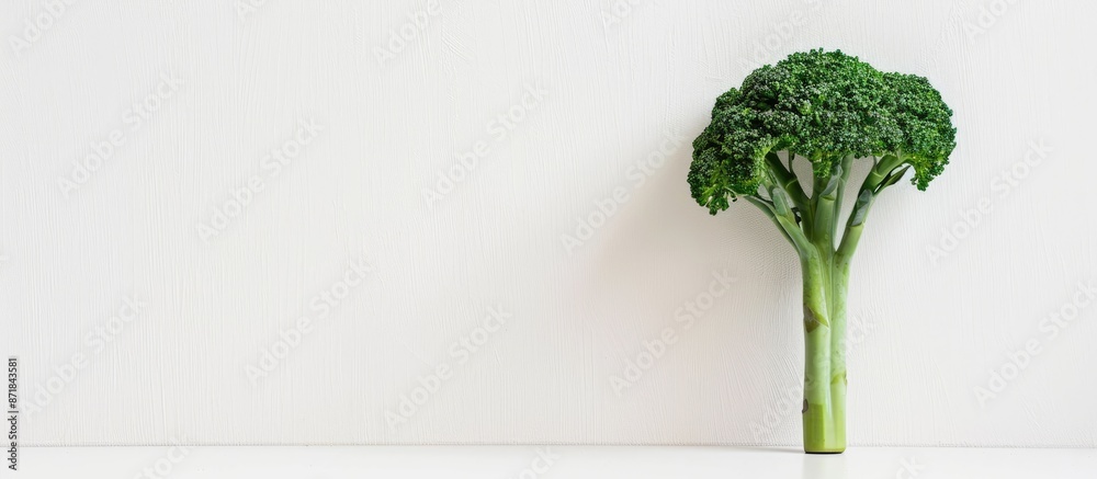 Aufkleber broccolini standing alone against a white backdrop with ample copy space image.
