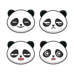 Vector set of kawaii panda bear cute emoji stickers
