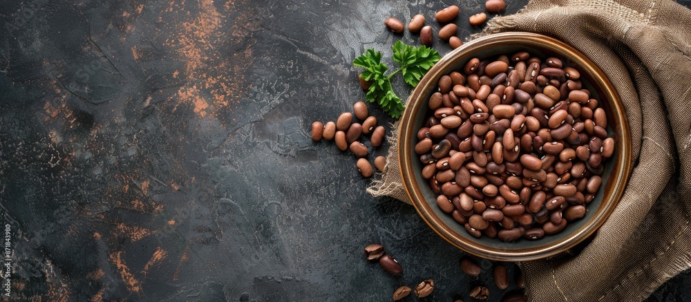Poster Bowl of beans on the table with copy space image.