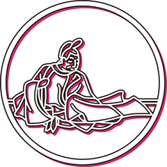 カラーシャドウ円形シンプル百人一首　参議雅経