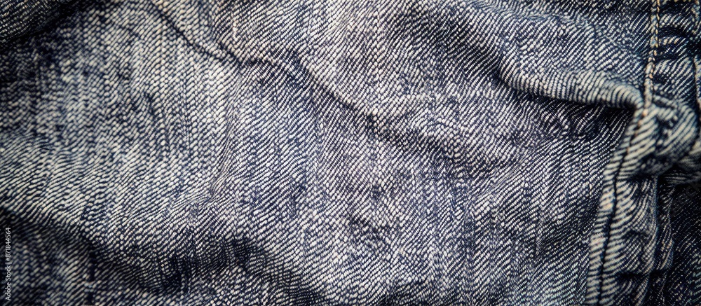 Aufkleber Close-up top view of a textured stylish grey denim pattern on an empty background, ideal as a trendy frame or backdrop with copy space image.