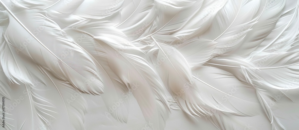 Poster An exquisite background showcasing a stunning white feather pattern texture, perfect for adding decorative elements with a copy space image.