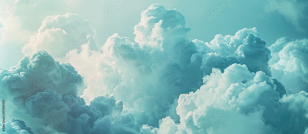 Poster close-up of textured clouds against a blue sky with copy space image.