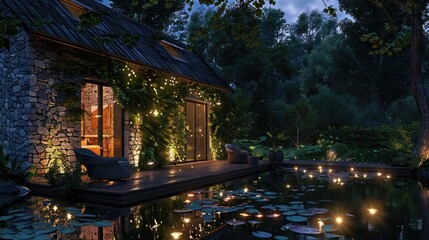 Fototapeta premium Garden Building Illumination