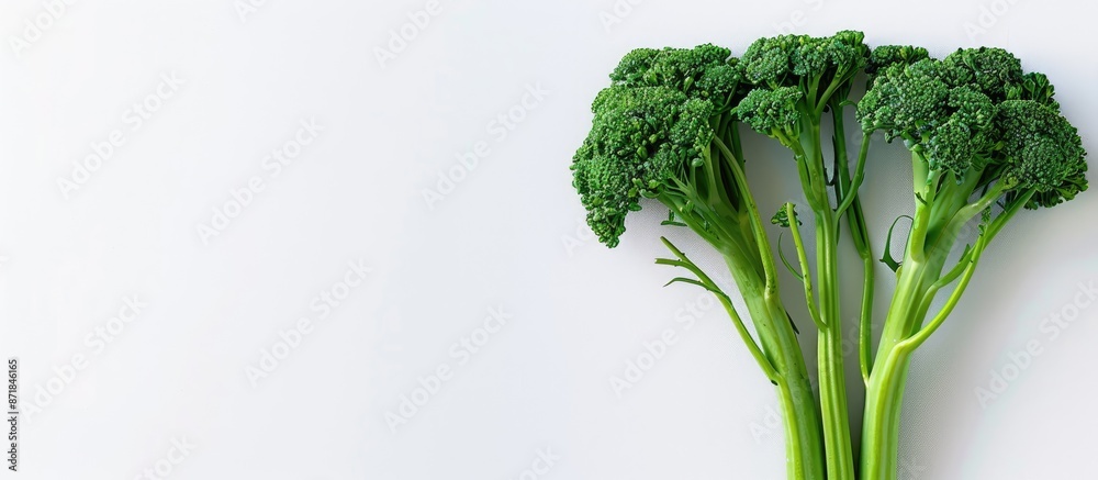 Poster Broccolini standing alone against a white backdrop with ample copy space image.