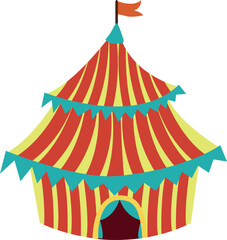 Striped circus tent. Cartoon circus tent. Vector Illustration