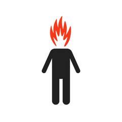 burnout icon with stick figure and red flame