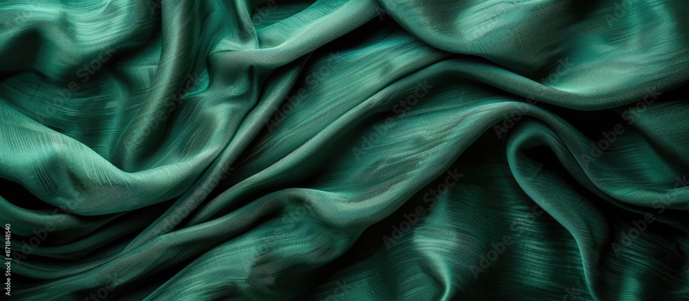 Poster Abstract background with a green fabric texture, providing an empty template perfect for adding a copy space image.