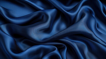 Dark blue silk fabric background with soft folds. Perfect for Christmas, birthdays, anniversaries, awards, or any elegant design.