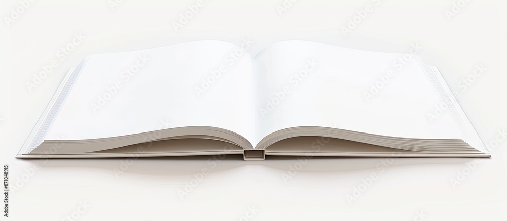 Poster Close-up view showing a blank white book on a white background with a clipping path for easy editing and a copy space image included.