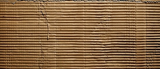 Obraz premium Cardboard sheet with a textured brown corrugated paper surface showing horizontal stripes, creating a background with copy space image.